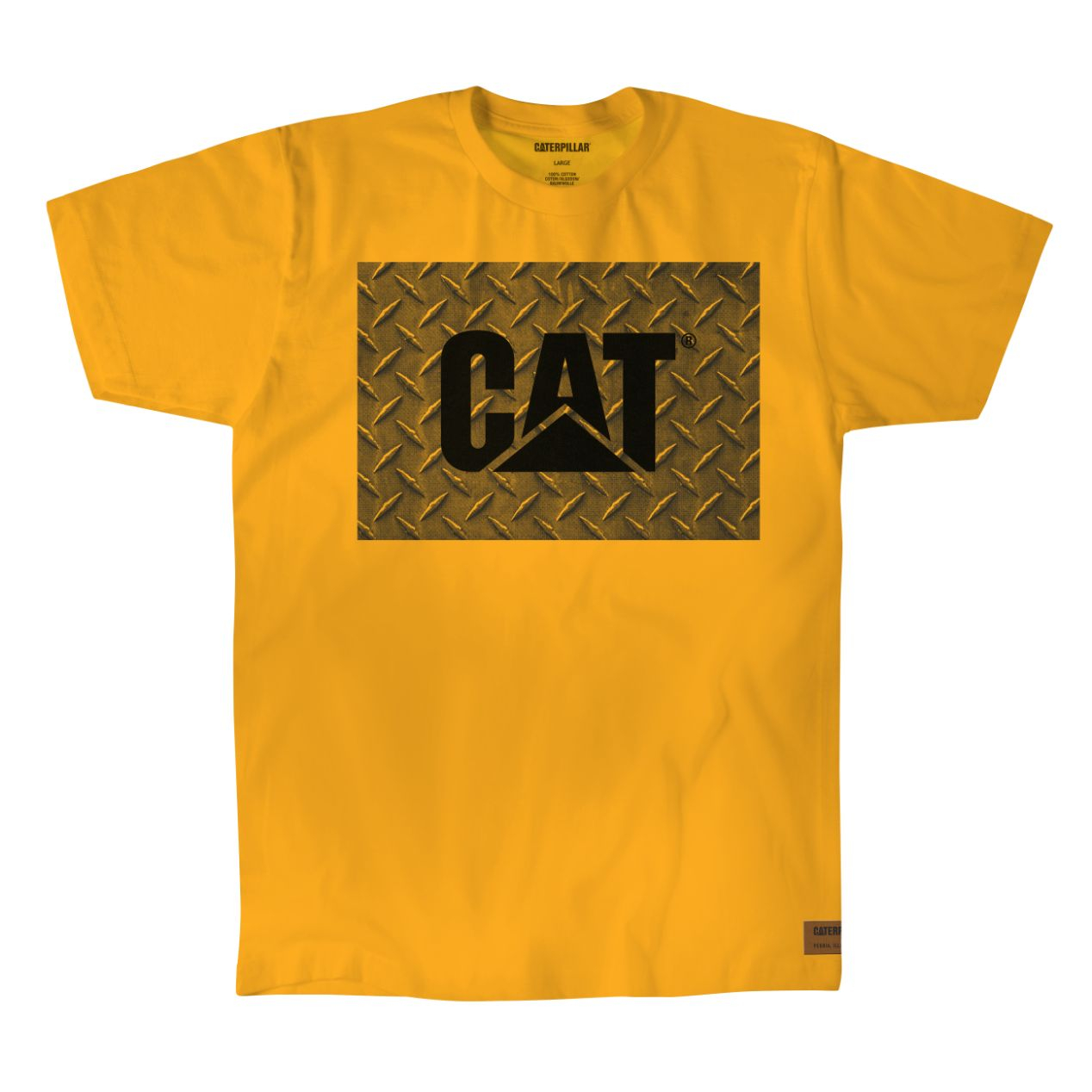 Caterpillar Clothing South Africa - Cat Men's Work Diamond Plate T-Shirts Yellow UF3170895